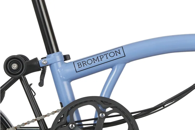 Brompton C Line Electric Bicycle with Mid Bars in Cloud Blue-6